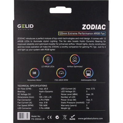 Кулер для корпуса Gelid Solutions Zodiac ARGB 120mm (FN-ZODIAC-01)