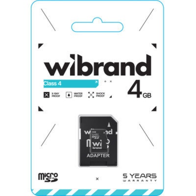 Карта пам'яті Wibrand 4GB microSD class 4 (WICDC4/4GB-A)