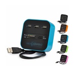 Концентратор Voltronic USB 2.0 to 3xUSB 2.0 + SD/MMC/TF/M2 blue/black (CUB3-Bl)