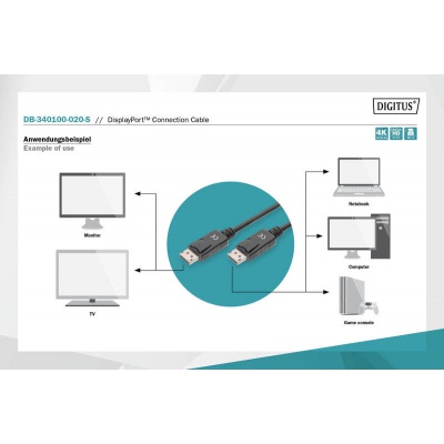 Кабель мультимедійний Display Port to Display Port 2.0m UHD 4K Digitus (DB-340100-020-S)