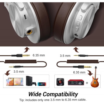 Навушники OneOdio Fusion A70 Bluetooth+3,5мм/6,35мм Silver/Brown (A70 Silver Brown)