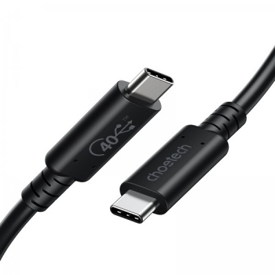 Дата кабель USB-C to USB-C 0.8m USB4 40Gbps PD 100W 8K60Hz Choetech (XCC-1028-BK)