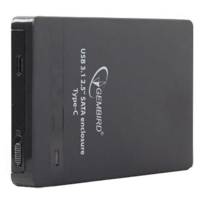 Карман внешний Gembird 2.5', USB3.1,Type-C, черный (EE2-U31S-2)