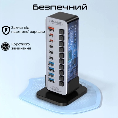 Концентратор Promate USB-C 14-in-1 Promate gegatower-60w (gegatower-60w)