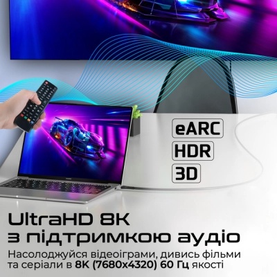 Кабель мультимедійний HDMI to HDMI 3.0m v2.1 grey Promate (primelink8k-300.grey)