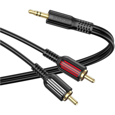 Кабель мультимедійний 3.5mm M to 2xRCA 1.5m Black BOROFONE (6974443382204)