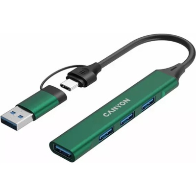 Концентратор Canyon hub DS-02 4in1 USB-A/C Green (CNS-TDS02GR)