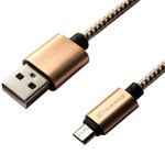 Дата кабель Grand-X USB - Micro USB, Cu, 2.1A, Yellow/Gold, 1m (FM01YG)