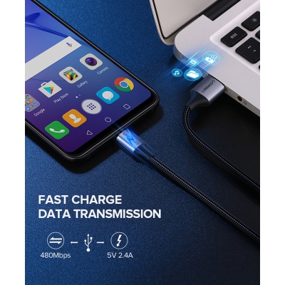 Дата кабель USB 2.0 AM to Micro 5P 1.5m US290 Silver Ugreen (US290/60152)