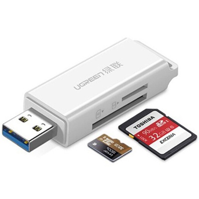 Зчитувач флеш-карт Ugreen USB 3.0 to TF + SD CM104 White (40753)