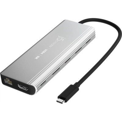 Концентратор J5create USB-С 6-in-1 2xUSB 3.2 + USB-C PD 100W + USB-C + HDMI 8K + RJ45 2.5Gbps aluminum (JCD403-N)