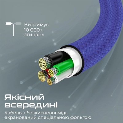 Дата кабель USB-C to USB-C xcord-cc.navy Promate (xcord-cc.navy)