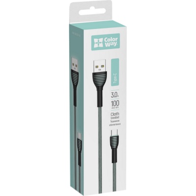 Дата кабель USB 2.0 AM to Type-C 1.0m ColorWay (CW-CBUC041-GR)
