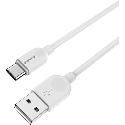 Дата кабель USB 2.0 AM to USB-C 1.0m 2.4A PVC BX14 white BOROFONE (6957531089995)