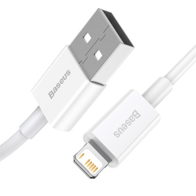 Дата кабель USB 2.0 AM to Lightning 1.0m 2.4A white Baseus (CALYS-A02)