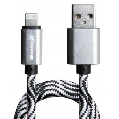 Дата кабель Grand-X USB - Lightning, White/Black, 1m (FL05WB)