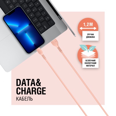 Дата кабель USB 2.0 AM to Type-C 1.2m AL-CBCOLOR-T1BK Peach ACCLAB (1283126518263)