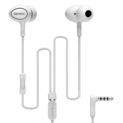 Наушники HF RM-515 White (mic + button call answering) Remax (42265)