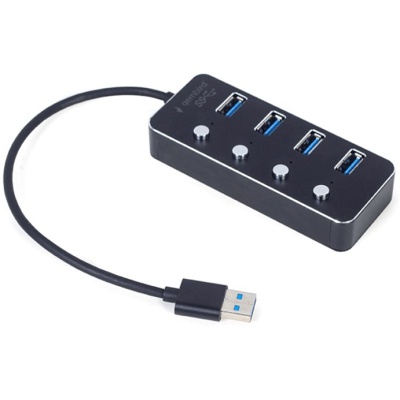 Концентратор Gembird USB 3.0 4 ports switch black (UHB-U3P4P-01)