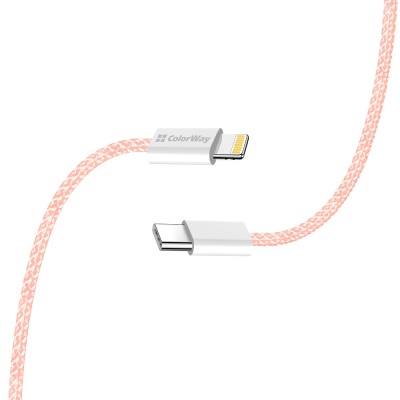 Дата кабель USB-C to Lightning 1.0m 27W pink ColorWay (CW-CBPDCL061-P)