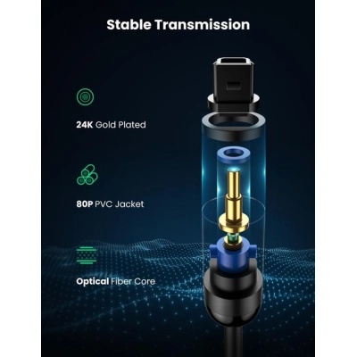 Кабель мультимедійний Optical Toslink 2.0m AV122 black UGREEN (70892)