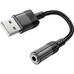 Звукова плата HOCO LS37 Spirit transparent USB to 3.5mm Black (6942007612562)