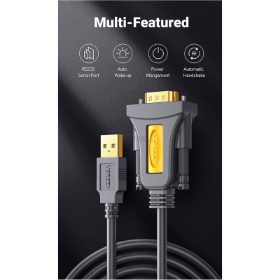 Кабель для передачі даних USB to COM M 3.0m DB9 RS-232 CR104 black UGREEN (20223)