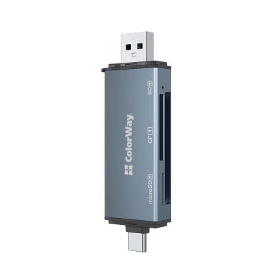 Зчитувач флеш-карт ColorWay USB 2.0/USB-C to CF/SD/MicroSD (CW-CR-01)