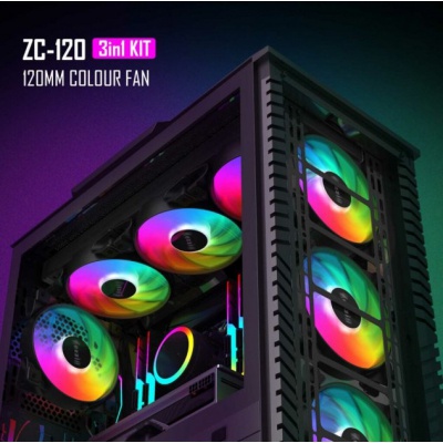 Кулер для корпуса Zezzio ZC-120 SRGB 3 in 1 Ki