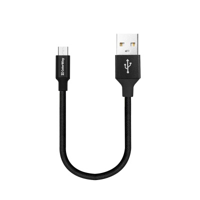 Дата кабель USB 2.0 AM to Micro 5P 0.25m black ColorWay (CW-CBUM048-BK)