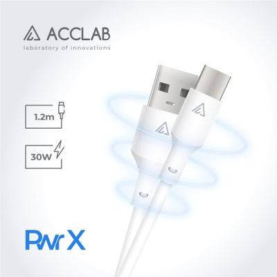 Дата кабель USB 2.0 AM to Type-C 1.2m PwrX 30W ACCLAB (1283126559532)