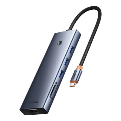 Концентратор Baseus USB-C 10-in-1 HDMI 4K60Hz + VGA + 3xUSB 3.0 + PD + RJ45 1000Mbps + SD/TF + 3.5mm gray (B0005280C811-00)