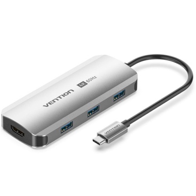 Концентратор Vention USB 3.1 Type-C to HDMI 4K60Hz/USB 3.0x3/PD 100W 5-in-1 (TQDHB)