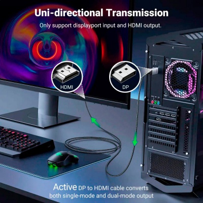 Кабель мультимедійний DisplayPort M to HDMI M 1.0m V2.0 4K60Hz DP119 black UGREEN (15773)