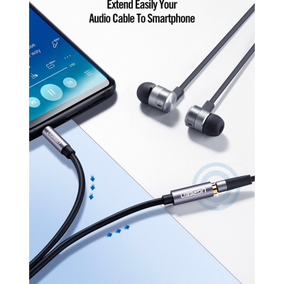 Кабель мультимедійний 3.5mm M to 3.5mm F 2.0m AV118 gray UGREEN (10594)