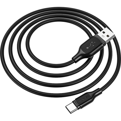 Дата кабель USB 2.0 AM to USB-C 1.0m 3A silicone BX42 black BOROFONE (6931474736765)