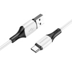 Дата кабель USB 2.0 AM to USB-C 1.0m 3A silicone white BOROFONE (6974443384796)