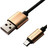 Дата кабель USB 2.0 AM to Micro 5P 1.0m Cu, 2,1A, Black/Gold Grand-X (FM01BG)