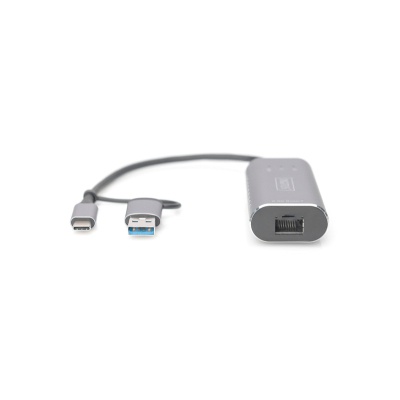 Перехідник USB-C + USB 3.0 to RJ45 2500Mbps Ethernet Digitus (DN-3028)