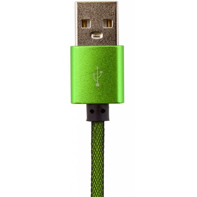 Дата кабель LogicPower USB 2.0 -> Lightning 1м Gr (метал. плетение)  зеленый / Re (5124)