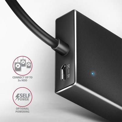 Концентратор AXAGON USB 3.1 to 7xUSB 3.0 black (HUE-F7A)