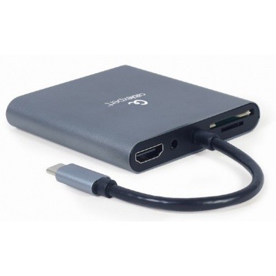 Концентратор Cablexpert USB-C 6-in-1 (Hub3.1/HDMI/VGA/PD/card-reader/audio) (A-CM-COMBO6-01)