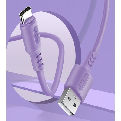 Дата кабель USB 2.0 AM to Type-C 1.0m soft silicone violet ColorWay (CW-CBUC044-PU)