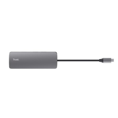 Концентратор Trust USB-C 8-in1 1xUSB-А 3.2/USB-A 2.0/2xUSB-С/HDMI/Ehernet/SD/microSD aluminium 0.15m grey (25672_TRUST)