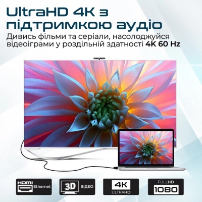 Кабель мультимедійний HDMI M to HDMI M 3.0m V2.0 90° corner Promate (prolink4k1-300.black)