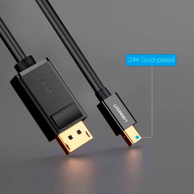 Кабель мультимедійний miniDisplayPort M to DisplayPort M 1.5m MD105 black UGREEN (10477)