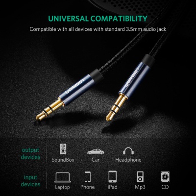 Кабель мультимедійний 3.5mm M to 3.5mm M 0.5m 90° corner AV112 blue UGREEN (60178)