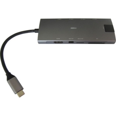 Концентратор Dynamode USB Type-C to HDMI 4K + Mini DP + 3хUSB3.0 + Gigabit RJ45+ U (Dock-9-in-1-TypeC-HDMI-Mini-DP-USB3.0-RJ45)