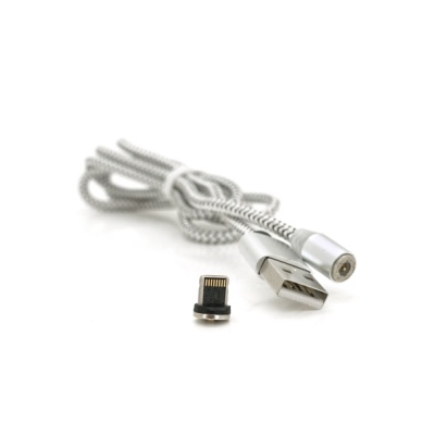 Дата кабель USB 2.0 to Lightning 1.0m 2A magnetic nylon silver PiPo (18168)