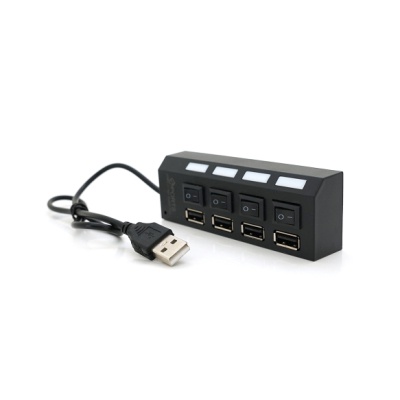 Концентратор Voltronic USB 2.0 to 4xUSB with switches black (YT-HWS4HS-B)